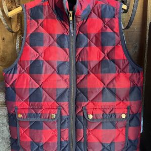 J Crew Red Check Vest
